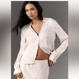 Anthro silky long sleeve shirt